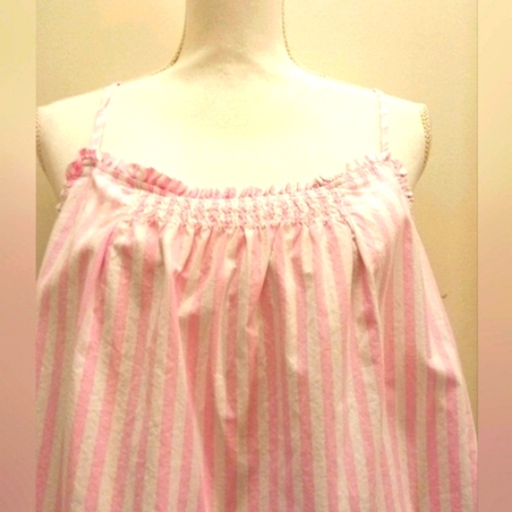 Lands' End Pink and White Striped tank top  XL - Picture 2 of 6